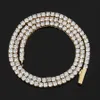 Spring Buckle Tennis Chain Zircon Necklace Single Row Full Diamond Mens Hip Hop Jewelry