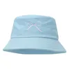 Berets Men's Hat Women Solid Color Cartoon Cute Bow Pendant Spring Summer Fashion Fisherman Black Leather Bucket Potato
