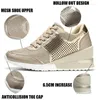 Casual Shoes 2024 Kvinnors höjd ökar 6,5 cm promenad bekväm plattform sneakers guld silver dam fotväder märke