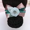 Wstążka kwiat klipsy do włosów dla kobiet kryształowa netto snood akcesoria eleganckie damki hairgips barrette biżuteria