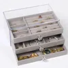 Sachets de bijoux à trois couches en plastique Boîte de rangement Affichage des boucles d'oreilles Collier Organisateur acrylique Holder