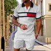 Summer Mens Suit Trend 3D Print Vintage Check Polo Short Two Piece Set Soft Fashion Casual Men Clothes Clothing Tracksuit Set 240411