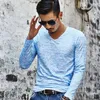 Men's Suits B3414 Trendy Men T Shirt Casual Long Sleeve Slim Basic Tops Tees Summer Stretch T-shirt Mens Clothing Chemise