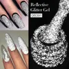 Reflective Glitter Gel Nail Polish Champagne Silver Pink Semipermanent Varnishes Soak Off UV LED Art Decoration 240418