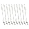 Ensembles de vaisselle 10pcs en acier inoxydable Picks Two Prongs Dessert Fork Salad Forks Party Supplies pour El KTV Bar (Silver)