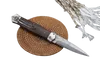 Swordfish Side Knife Open Auto KIFE Single Action Damasco Blade Cavalca tascabile Piegare il coltello per autodifesa A31045705202