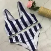 Swimwear pour femmes Bikini imprimé à rayures Sexy Sling Sports Fitness Push-up Swimming Beachwear Femmes