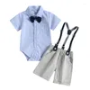 Kleidungsstücke Sets Säuglinge Baby Boy Gentleman Outfits Anzüge Kurzarm Bowtie Strampler Shirts Hosenders Shorts 2pcs Sommerkleidung Set