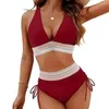 Nailwear féminin Été Femme Bikini Set V-Neck Bra High Waist Side TrawShip Swimming Trunks Séchage rapide