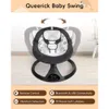 Swing per bambini portatili con funzione di temporizzazione, 5 velocità di swing, altoparlante musicale Bluetooth, 10 ninne nanne preimpostate e carabinatore a 5 punti - neonato a swing per bambini.