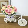 Flores decorativas decoración de la oficina en el hogar relojes artificiales bicicletas canasta de flores set de seda para la fiesta de boda flores de escritorio interior