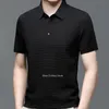 Summer Mens Lop-up Hollow أقصى بأكمام البولو قميص الجليد الحرير التنفس القابل للتنفس تي شيرت ذكور الذكور ملابس العلامة التجارية 240408