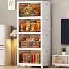 Bouteilles de rangement salon Double porte Plastique Pliage Cabinet multicouche Snack