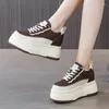 Scarpe casual fujin da 9 cm mucca vera pelle sneaker petto piattaforma a cuneo vulcanizzare colori comodi pompe comode donne