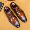 Chaussures habillées en cuir authentique oxford pour hommes café de haute qualité noire