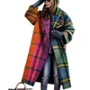 New Autumn 2024 Women's Sleeved Lapel Printed Woolen Long Coat