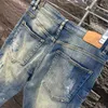 lila varumärkesjeans 2024 Nya designer jeans för kvinnor och män trendiga modebyxor hiphop män jeans orolig rippad cyklist smal fit motorcykel denim för män