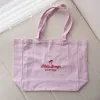 Bags Palm Springs California Female Embroidered Vintage Style Shoulder Bags 80s 90s Street Fashion Reusable Canvas Pink Shopping Bags