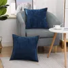 Velvet Chenille Cushion Cover Blue Pillow Cover with Stitched Edge 18x18 Luxury Throw Decorative Pillows For Sofa Home Decro 240411