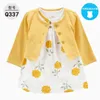 Vestidos femininos vestido de bebê infantil 2024 Casaco de desenho animado de algodão Longo de manga longa sets curtos