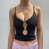Camisoles Tanki Seksowne wydrążone pępek Slim Sling Cutout Bare Midriff Fit Kobiet
