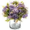 Decorative Flowers 5-pronged Peony Simulated Flower Ornaments Purple Artificial Wedding Tables Party Living Room Decoration