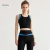 Frauen Sport lu Align 2PCs Set grundlegender Qualität hocher Taille Yoga Tragen Sie enge, schockdes heftiger BH- und Hosenanzug Zitronen -Fitness -Training