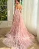 Платья для вечеринок изысканный розовый вечерний кружев 2024 выпускные платья с плеча без рукава без бретелек с блестками свадебные платье гостевого платья цветы