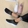 Casual Shoes Fashion Crystal Breathable Mesh Sneaker For Women Comfortable Soft Bottom Flats Plus Size 43 Non Slip Woman