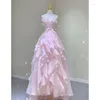 Party Dresses Harajpee Pink Princess Evening Dress Women 2024 Bankettstil Host Light Luxury Art Exam Regular Wear Chic Vestido