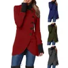 女性用ジャケットレディースジャケットスタイリッシュなスタンドカラー冬の不規則な分割裾の暖かい厚い素材