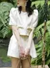 UCXQ Korean Style Elegant Sweet O Col Coldad Top Couleur Couleur Shorts Fashion Twopiece Set Femmes Printemps Summer 23A8094 240417