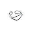 S925 Sterling Silver Minimalist Wave Double-layer Ring with a Niche Design and Irregular Lines for Index Finger Bracelet R00344 Na44