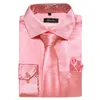 Camisas de vestido masculinas Luxury rosa sólido esticador de cetim smoking para homens camisa de festa de casamento de manga comprida com roupas casuais casuais