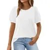 Damen T-Shirts Mode Cap Sleeve Tops lässige Sommertunika lose T-Shirts Solid Color Top Frauen Bluse 2024