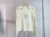 325 2024 Runway Summer Brand Sweet Sweater de manga larga de manga larga Cuella de cuello de color blanco Moda Qiahe