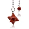 Colares pendentes de pedra natural Merkaba Dowsing Pendum Reiki Healing Star Crystal Stap