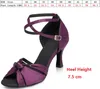 Chaussures de danse Femmes mesdames verts violet satin féminin latin de salon latin 7,5 cm Hauteur de talon