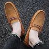 Casual Shoes Classic Men's Leather Flats Retro Fashion Mens Outdoor Round Toe Loafers Social Office Business