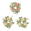 Dekorative Blumen Kerzenstick Garland Elegante künstliche Dahlienkranz Kerzenring mit grünen Blättern Blume für Home Wedding Party Tisch