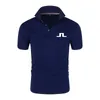 J Lindeberg Golf Tシャツメンズゴルフ服夏の快適な通気性クイックドライショートドライティーメンポロラグジュアリーTシャツ240419