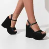 Hot Summer Black High Heel Wedding Sandals For Women Matsuke Shoes Waterproof Platform Wedges Thick Bottom Fish Mouth Red Shoes Flip Flop Sandles Heels 240228