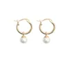 Hoop Huggie 1Pair 18K Gold 135 mm Cute Real925 Srebrna srebrna skorupa Pearl Loop Circing Earring Earcone Fiercid Charms CF28295387086