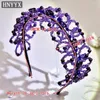 Hair Clips HNYYX Crystal Flower Headbands Fashion Purple Accessories Luxury Head Hoops For Women Jewelry Bridesmaids A29