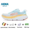 Hokahh 여자 운동화 Hokahhs One Clifton Bondi 8 Black White Shock 흡수 도로 카본 x2 등반 러너 야외 트레이너 걷기