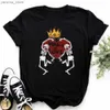 Koszulka damska Nowa koszula Finger Heart T Shirt Damskie topy Koreańska grafika Ulzzang TS Women Fashion Women T Shirts 90s Girls Black Shirt Y240420