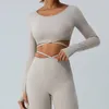 Camisa ativa camisa de ioga manga longa usa ginásio esportivo sexy top women cross strap tummy tank big running fitness roupas de fitness roupas