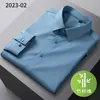 Bamboo Fiber Shirt Mens Long Sleeve Elastic Free Care Comfortable Soft Breathable Casual Business Dress Shirts 240403