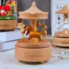 Decoratieve beeldjes houten muziekdoos vrolijke go-round paardenmuziek draai gevormd houten ambachten verjaardagscadeaus home decor