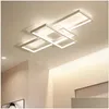 Taklampor Rectangar LED för vardagsrum svart vit dimbar lampa fjärrkontroll foajé kök f drop leverans dhzqr